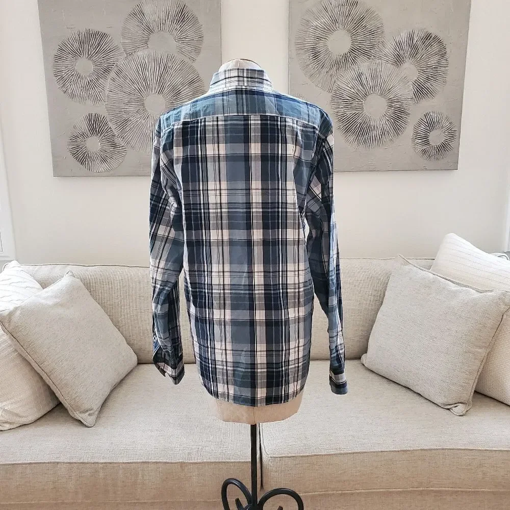J. Crew Tailored Fit Plaid Button Down Collared Shirt sz Med
